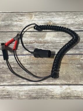 12 Volt Universal Coiled Power Cord with Alligator Clips & AC Outlet